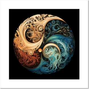 Yin Yang Elements Fire Water Earth Air Harmony Posters and Art